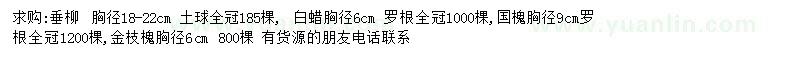 求購垂柳、金枝槐、白蠟等