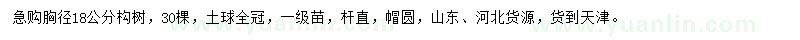 求購胸徑18公分構(gòu)骨樹
