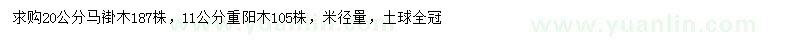 求購(gòu)20公分馬褂木、11公分重陽(yáng)木