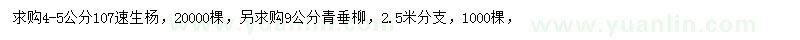 求購4-5公分速生楊