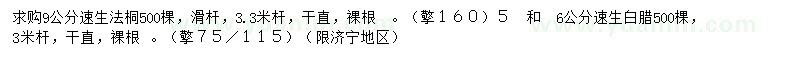 求購(gòu)9公分速生法桐、5、6公分速生白蠟