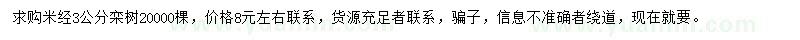 求購(gòu)3公分欒樹(shù)