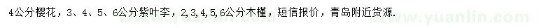 求購櫻花、紫葉李、木槿