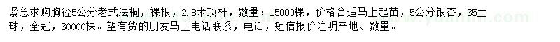 求購(gòu)5公分法桐、銀杏