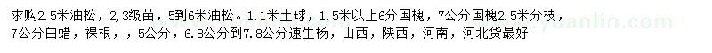 求購油松、國槐、白蠟等