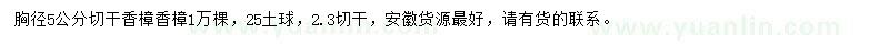 求購胸徑5公分切干香樟