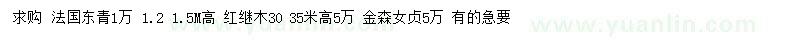 求購法國冬青、金森女貞、紅花繼木