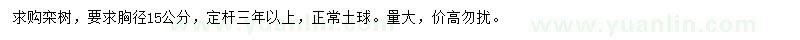 求購(gòu)胸徑15公分欒樹