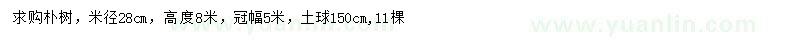 求購米徑28公分樸樹