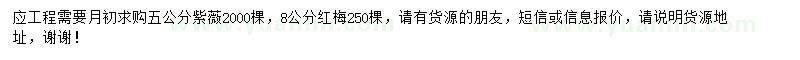 求購(gòu)5公分紫薇、8公分紅梅