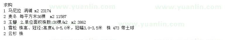 求購馬尼拉、麥冬、玉簪等