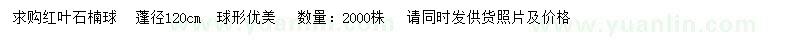 求購蓬徑120公分紅葉石楠球