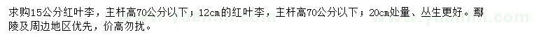 求購12、15公分紅葉李