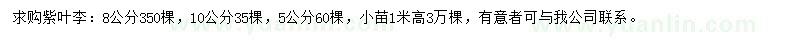 求購5、8、10公分紫葉李