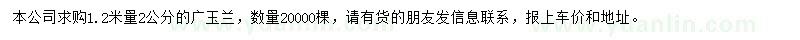 求購1.2米量2公分廣玉蘭