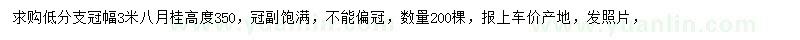求購冠幅3米八月桂