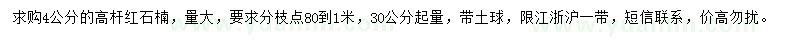 求購4公分高桿紅石楠