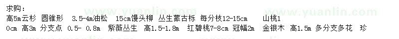 求購(gòu)云杉、油松、饅頭柳等