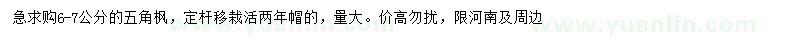 求購(gòu)6-7公分五角楓