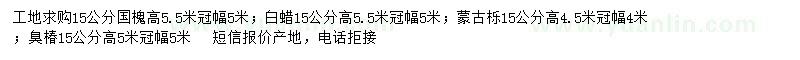 求購國槐、白蠟、蒙古櫟等