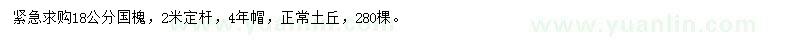 求購18公分國槐