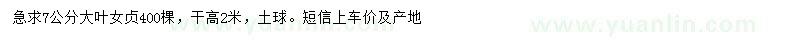 求購7公分大葉女貞