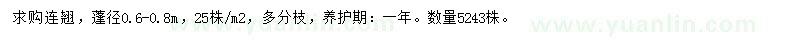 求購蓬徑0.6-0.8米連翹
