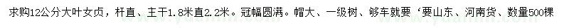 求購12公分大葉女貞