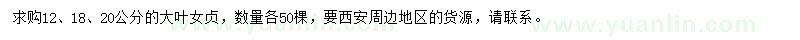 求購12、18、20公分大葉女貞
