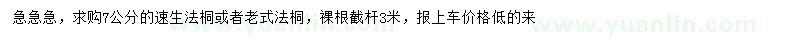 求購7公分速生法桐