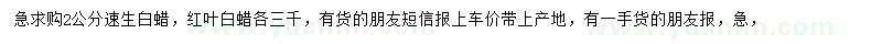 求購2公分紅葉白蠟、速生白蠟