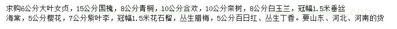 求購(gòu)大葉女貞、國(guó)槐、青桐等