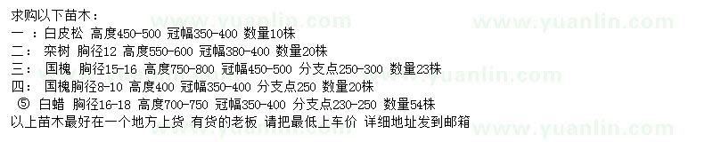 求購(gòu)白皮松、欒樹、國(guó)槐等
