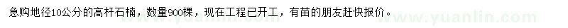 求購地徑10公分高桿石楠