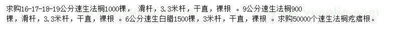 求購速生法桐、速生白臘