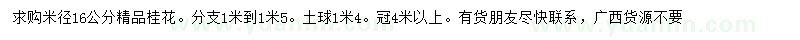 求購米徑16公分桂花