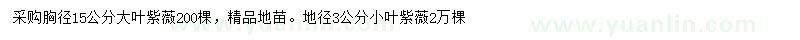 求購胸徑15公分大葉紫薇、地徑3公分小葉紫薇