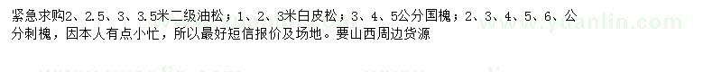 求購油松、白皮松、國槐等