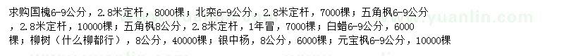 求購(gòu)國(guó)槐、北京欒樹、五角楓等