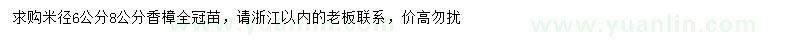 求購(gòu)米徑6、8公分香樟