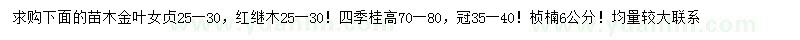求購金葉女貞、紅繼木、四季桂等