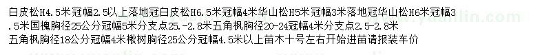 求購國槐、白皮松、華山松