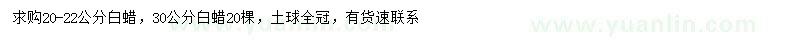 求購(gòu)20-22、30公分白蠟