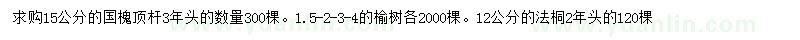 求購國槐、榆樹、法桐