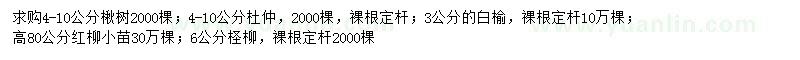 求購楸樹、杜仲、白榆等