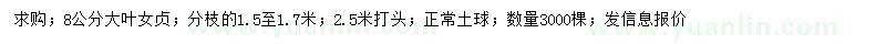 求購8公分大葉女貞