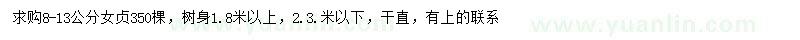 求購(gòu)8-13公分女貞