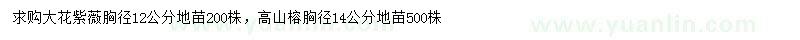 求購(gòu)胸徑12公分大花紫薇、胸徑14公分高山榕