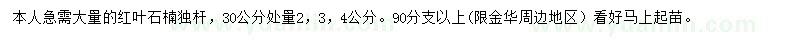求購30公分量2、3、4公分紅葉石楠