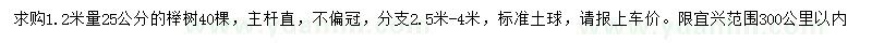 求購1.2米量25公分櫸樹
